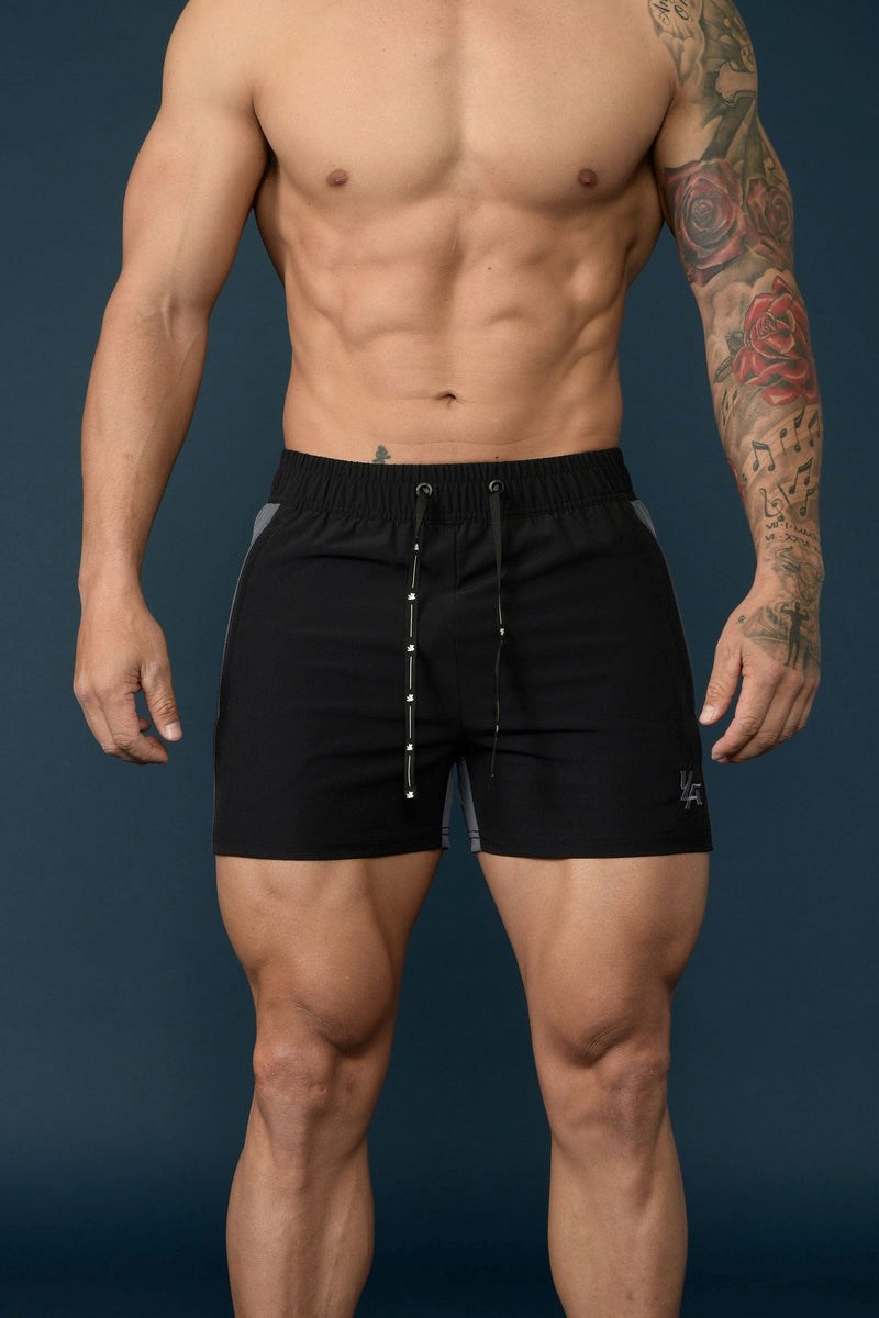 YoungLA 101 Bodybuilding Kurzes Shorts Black/Gray | 46897-FXGM