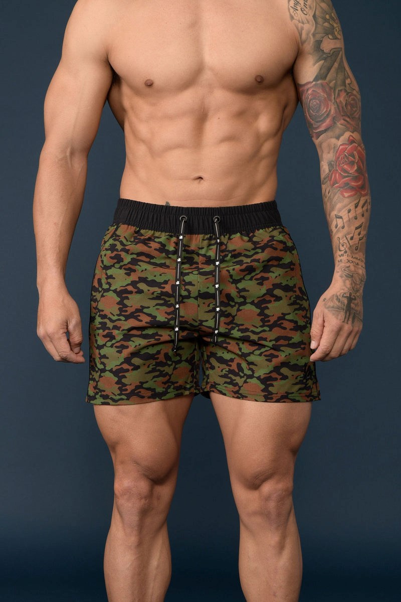 YoungLA 101 Bodybuilding Kurzes Shorts Camouflage Grün | 30752-SGYH