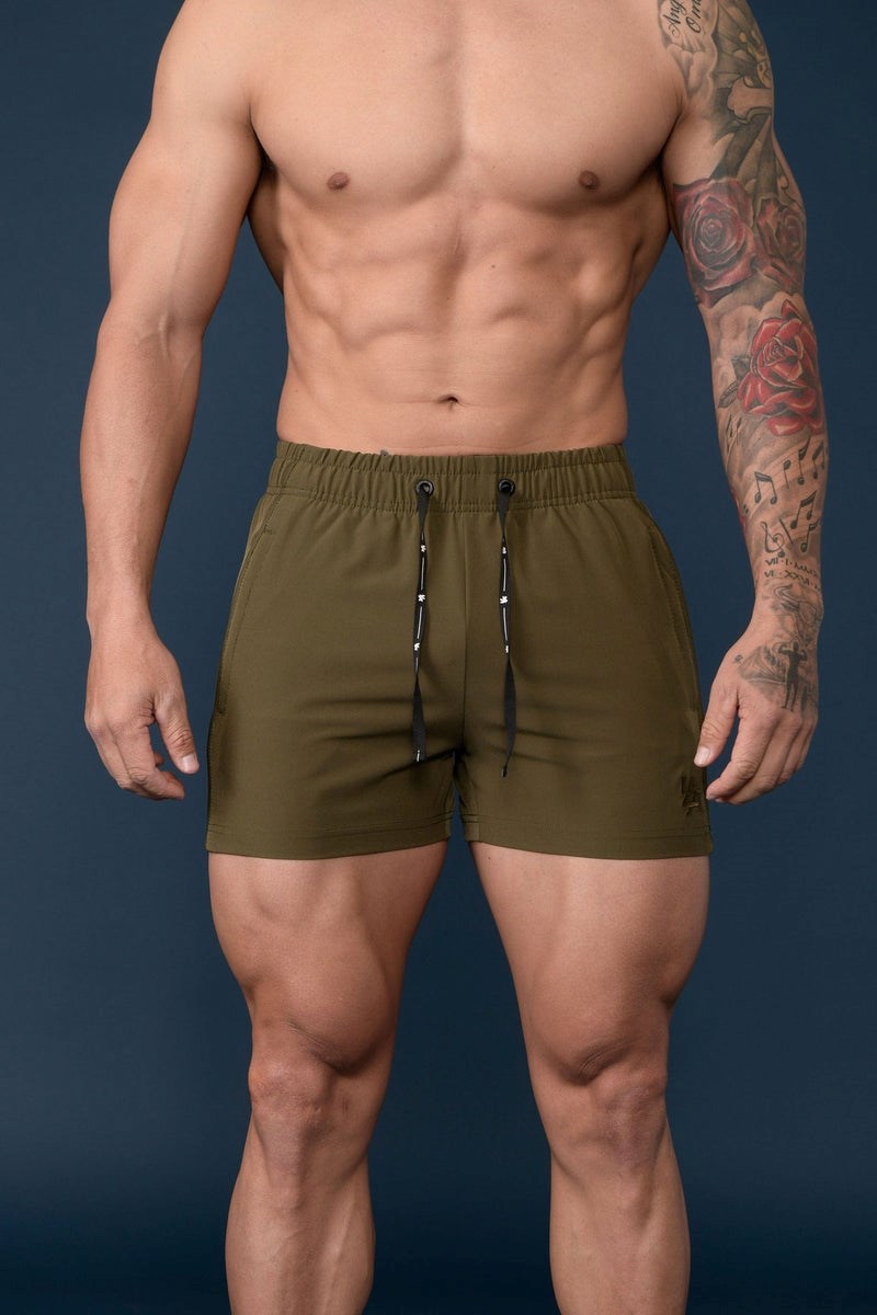 YoungLA 101 Bodybuilding Kurzes Shorts Olivgrün | 32590-LFHU