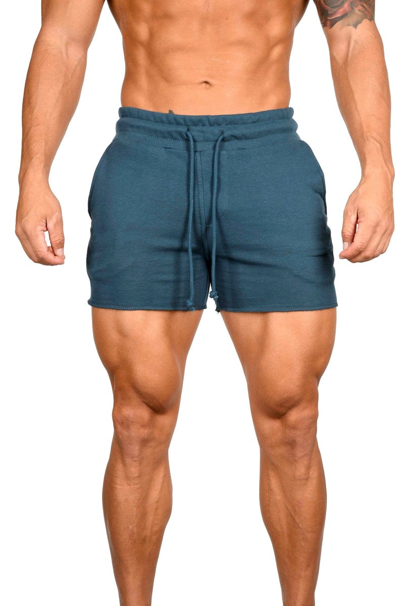 YoungLA 102 Bodybuilding French Terry Shorts Teal | 05938-JVXE