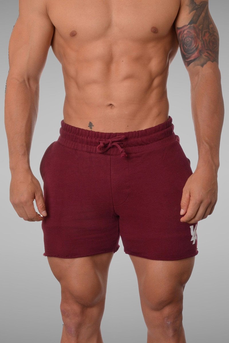 YoungLA 102 Bodybuilding French Terry Shorts Bordeaux | 13786-XEQK