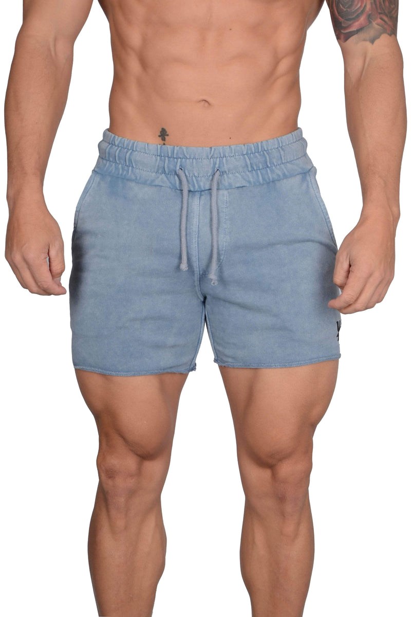 YoungLA 102 Bodybuilding French Terry Shorts Blau | 16589-UBZG