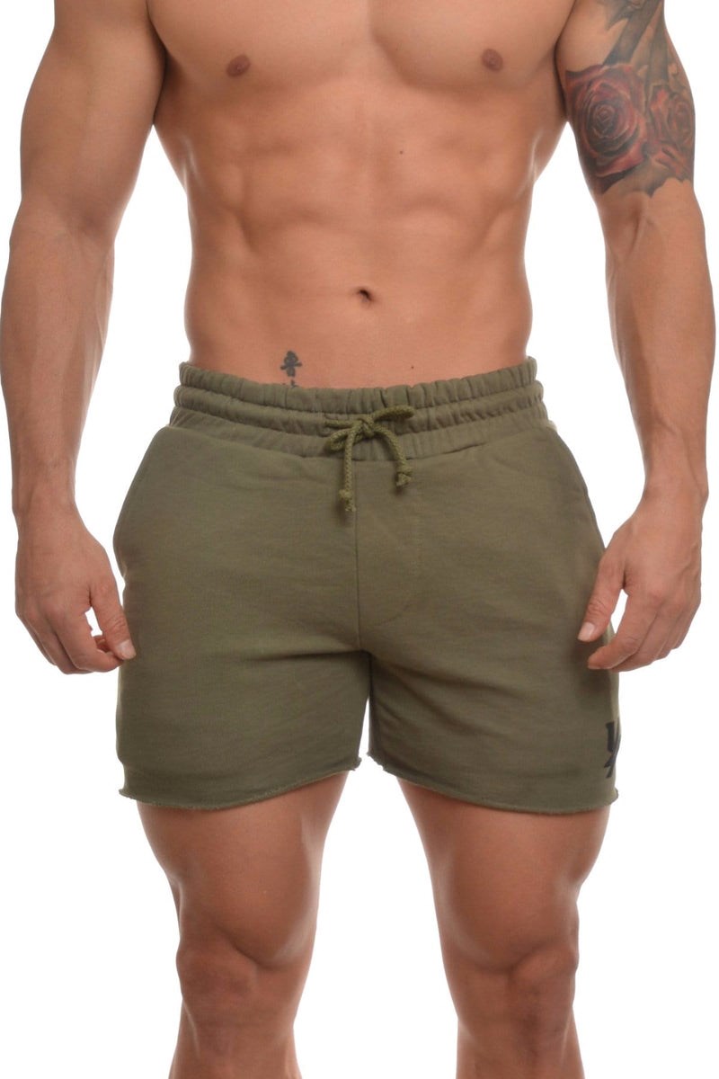 YoungLA 102 Bodybuilding French Terry Shorts Olivgrün | 36485-IYBG