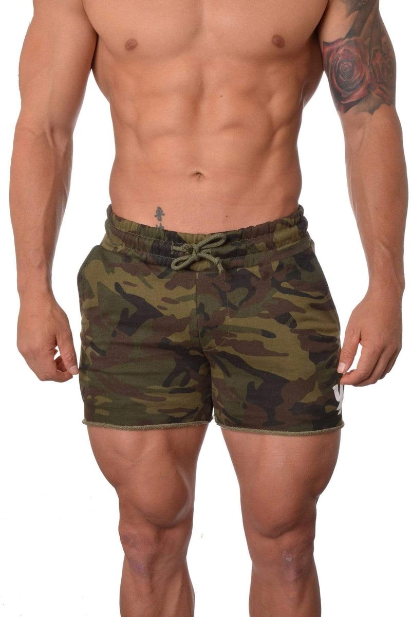 YoungLA 102 Bodybuilding French Terry Shorts Camouflage Grün | 51729-TAFB