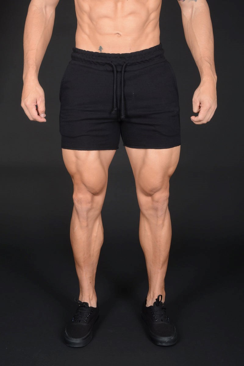 YoungLA 102 Bodybuilding French Terry Shorts Schwarz | 91607-VTSM