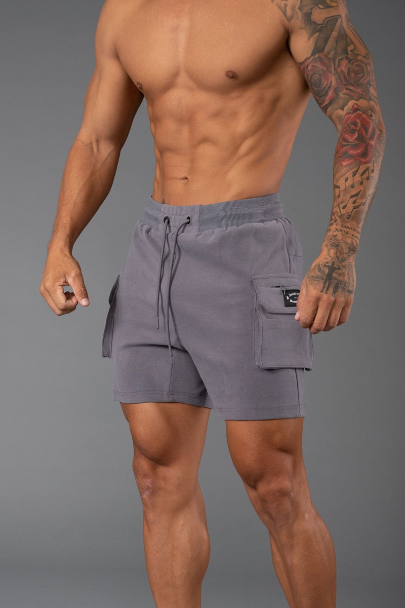 YoungLA 120 Cloud Cargo Shorts Grau | 43279-UOCQ