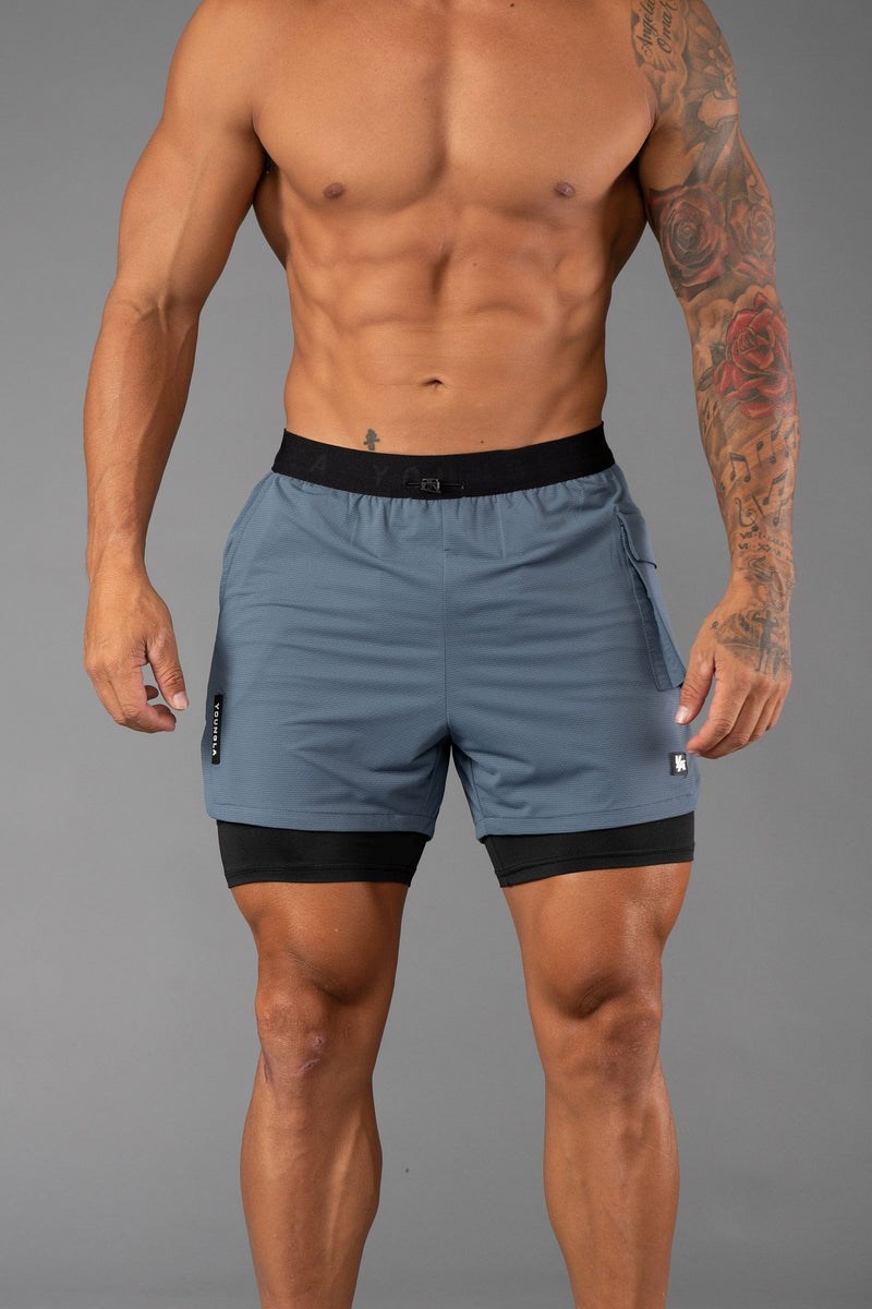 YoungLA 121 Performance Line Compression Shorts Blau | 30172-LQMN