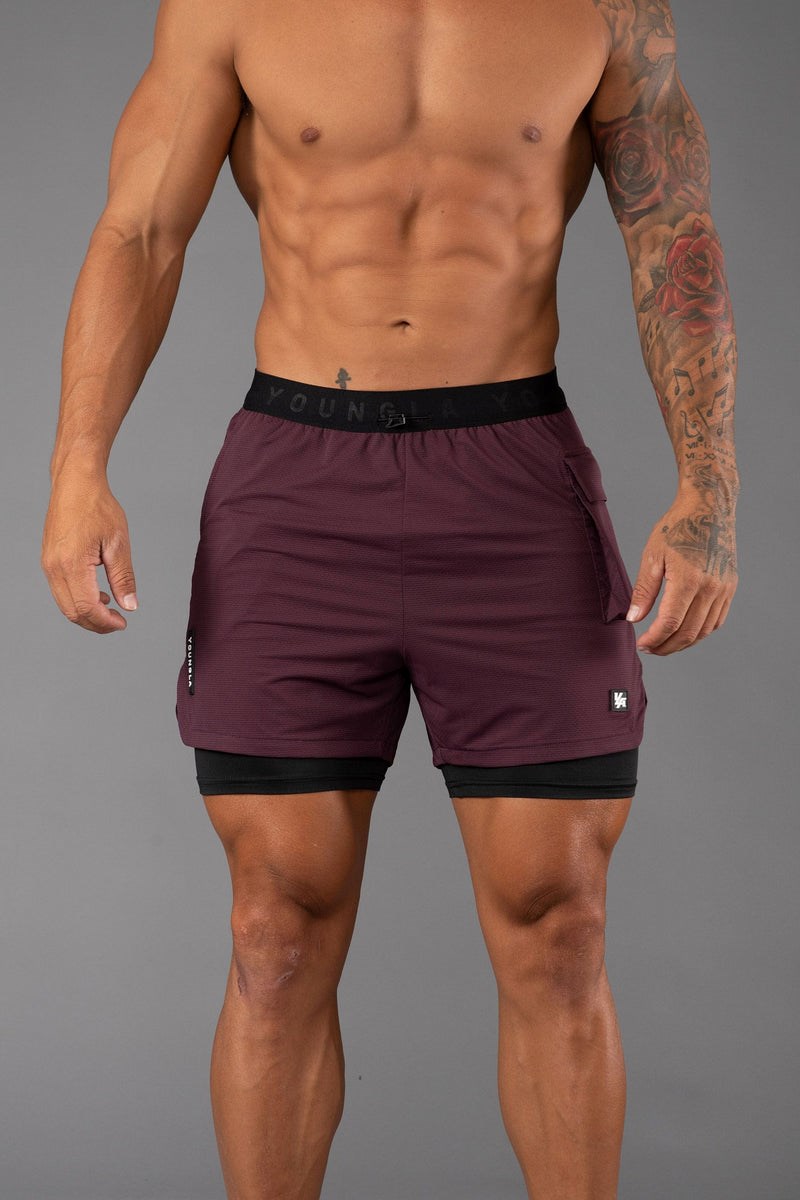 YoungLA 121 Performance Line Compression Shorts Plum | 39617-OWVE