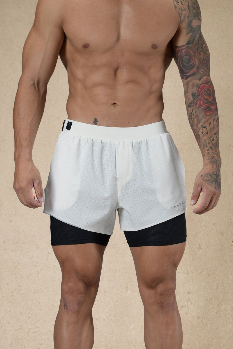 YoungLA 124 - 6am Compression Shorts Off-White | 47253-FGKB