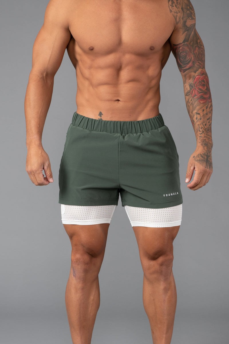 YoungLA 144 Peak Velocity Compression Shorts Grün | 92647-XMCY