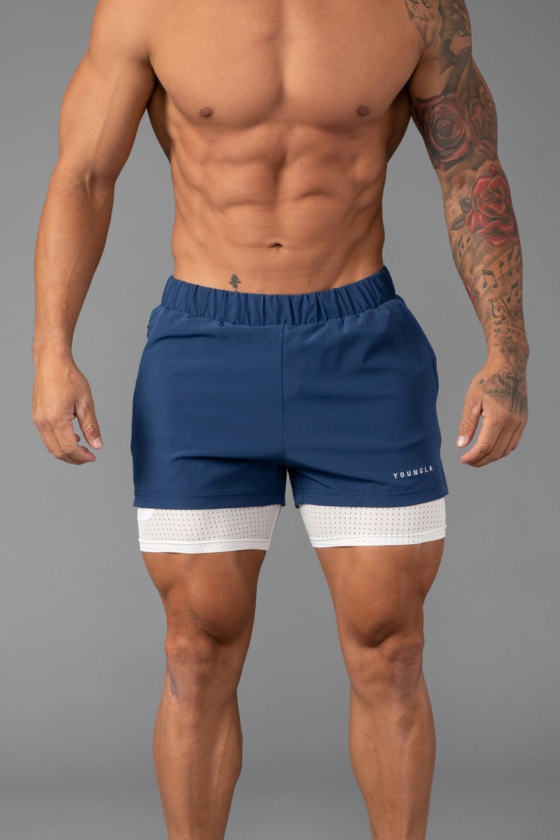 YoungLA 144 Peak Velocity Compression Shorts Navy | 96425-RDGJ