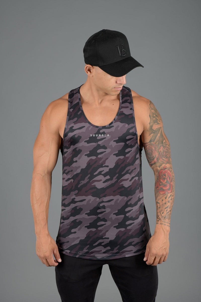 YoungLA 305 Performance Line Tank Tops Camouflage Schwarz | 08216-UKTJ