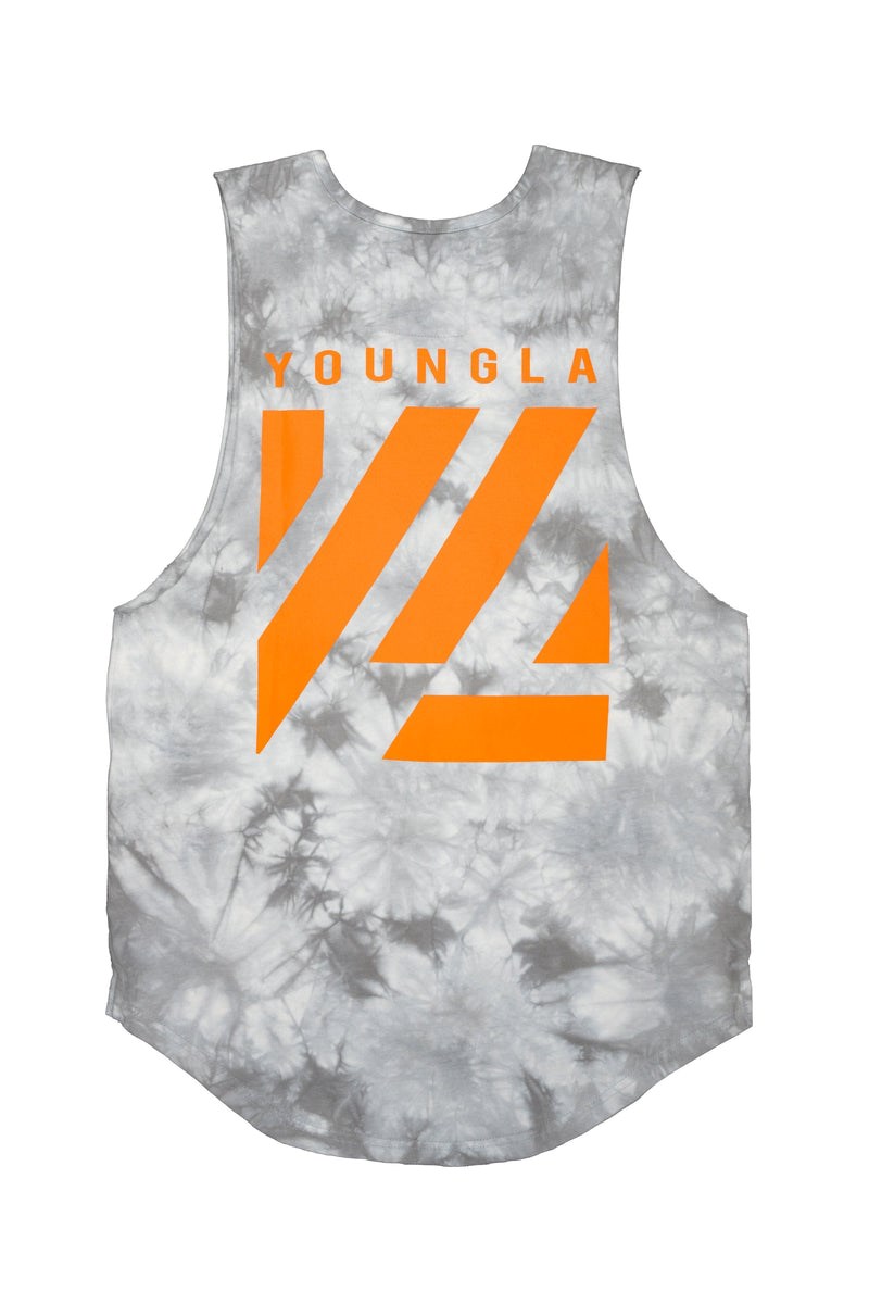 YoungLA 321 Tie Dye Bloc Cut Off Tanks Overcast | 45279-VQIZ