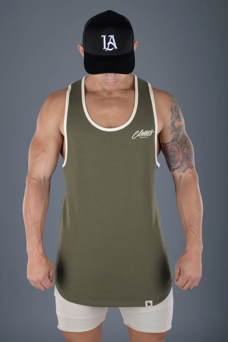 YoungLA 324 Classics Stringer Tank Olivgrün | 49071-TIWM