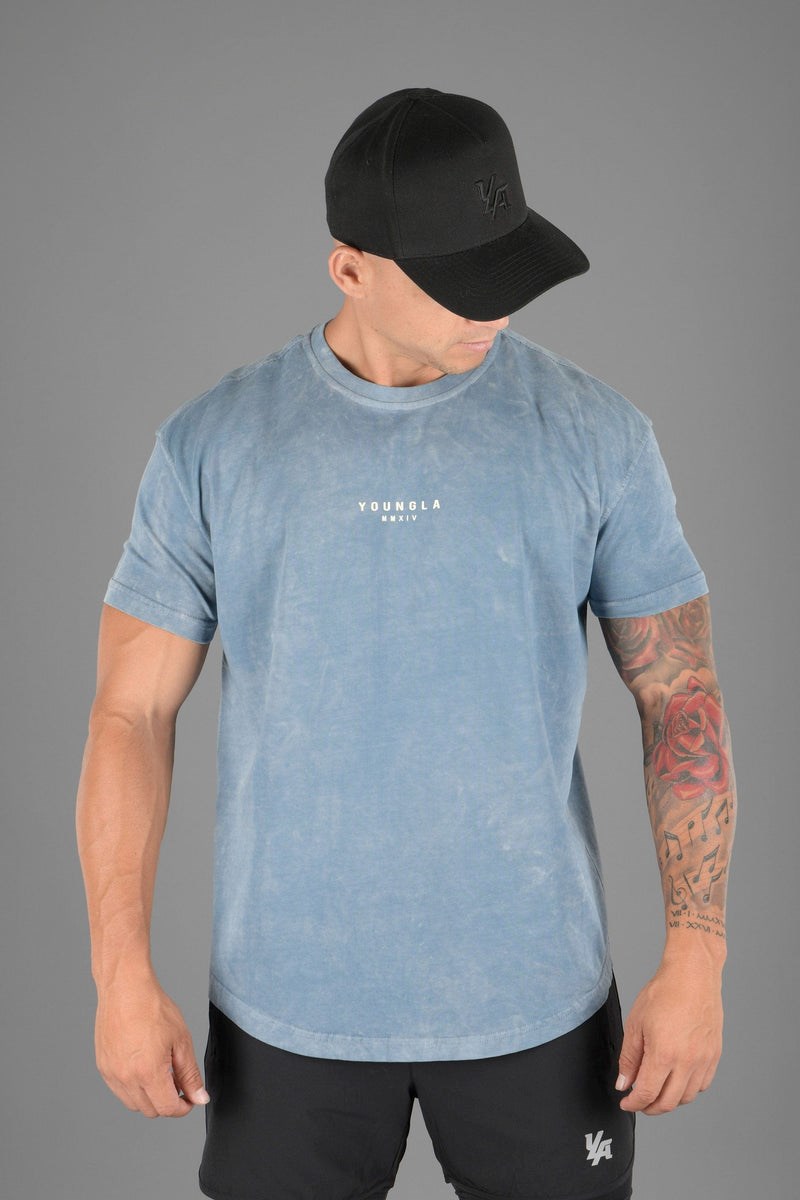 YoungLA 405 Tee Wavy Kollektion Blau Waschen | 17638-DXIG