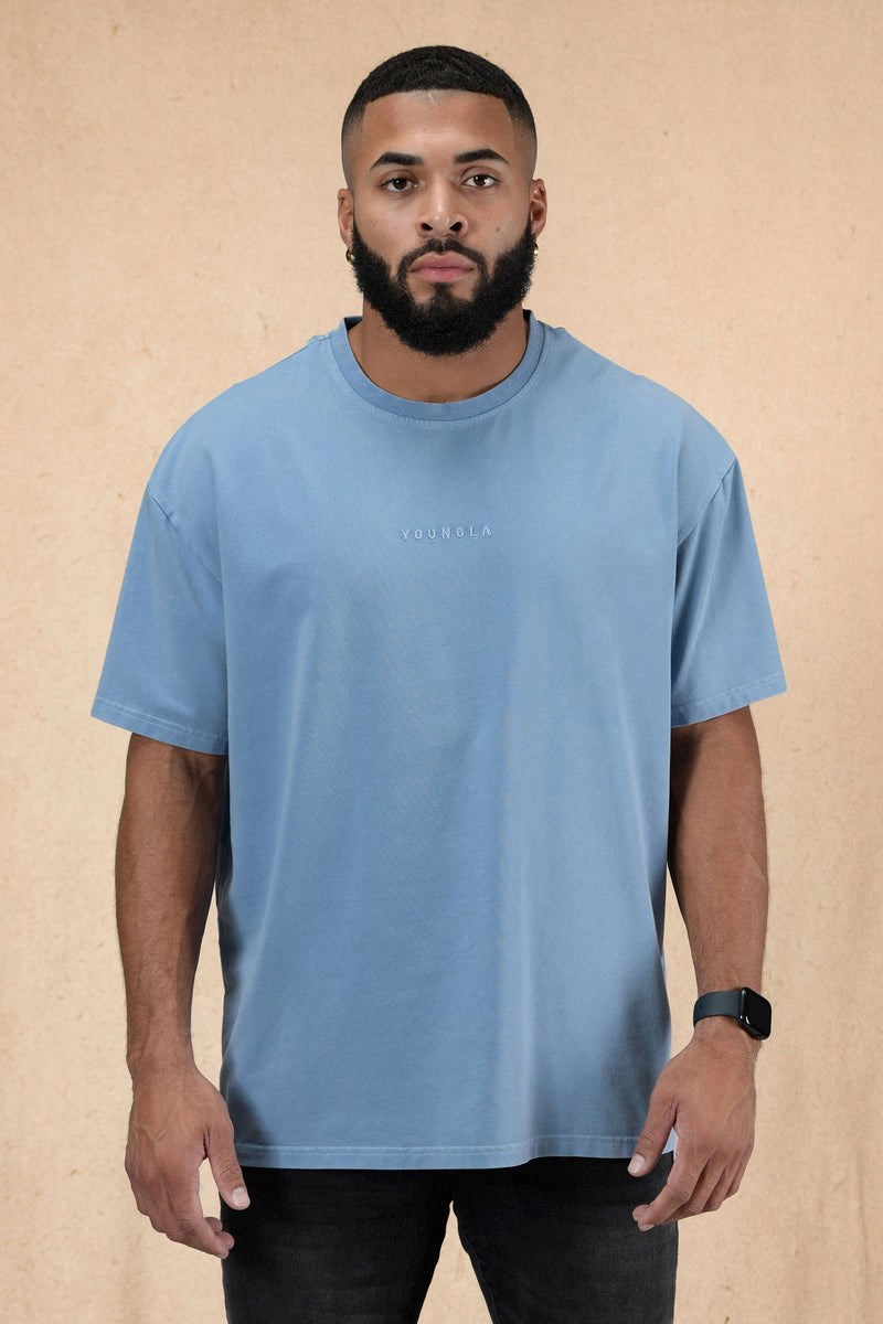 YoungLA 420 Essential Oversized Tee Blau Waschen | 02698-QDPA