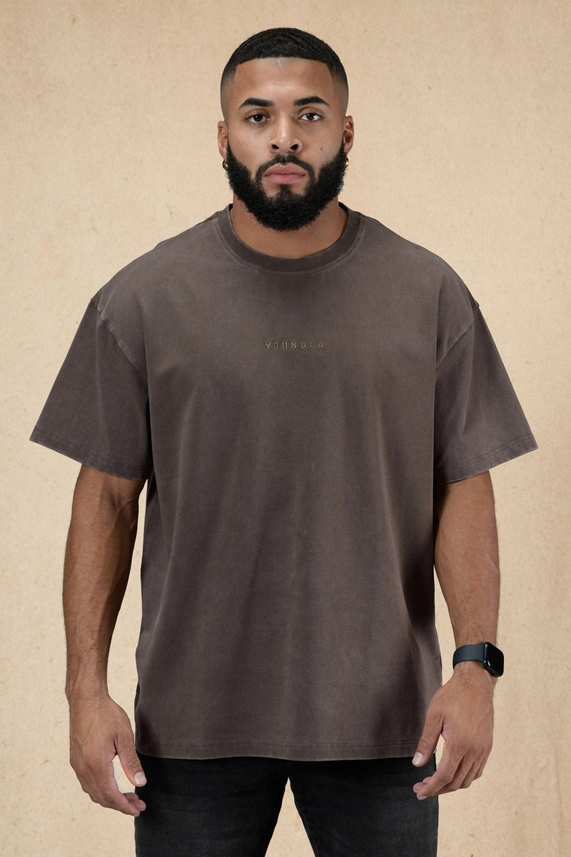 YoungLA 420 Essential Oversized Tee Braun Waschen | 38905-MWQI