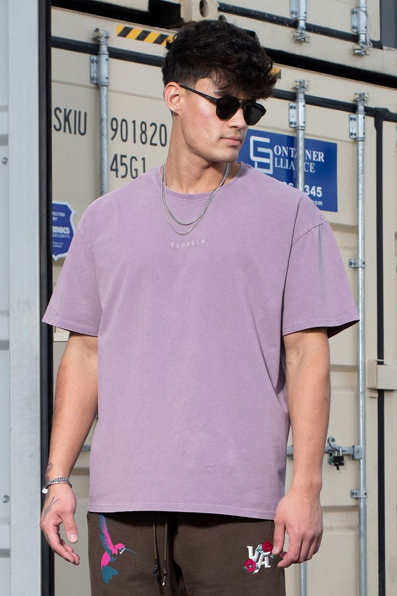 YoungLA 420 Essential Oversized Tee Lavendel Waschen | 52689-ZEFS