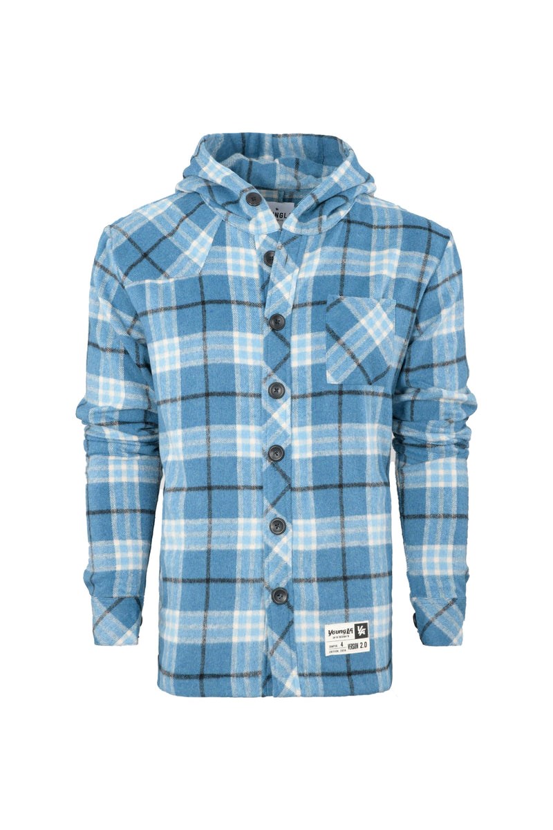 YoungLA 431 Mit Kapuze Flannels Blau | 04857-VYXB