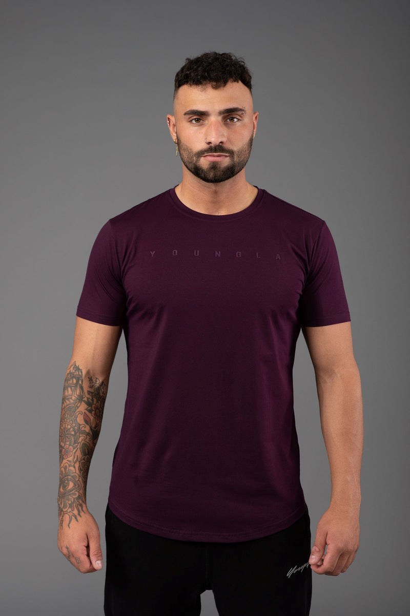 YoungLA 459 Monochrome Fitted Tees Plum | 15062-HAGL