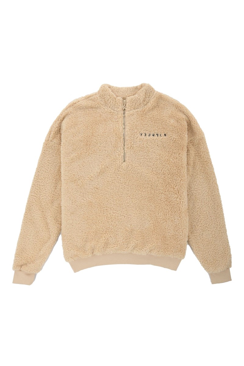 YoungLA 505 Quarter Zip Teddy Fleece Camel | 32981-VUIL