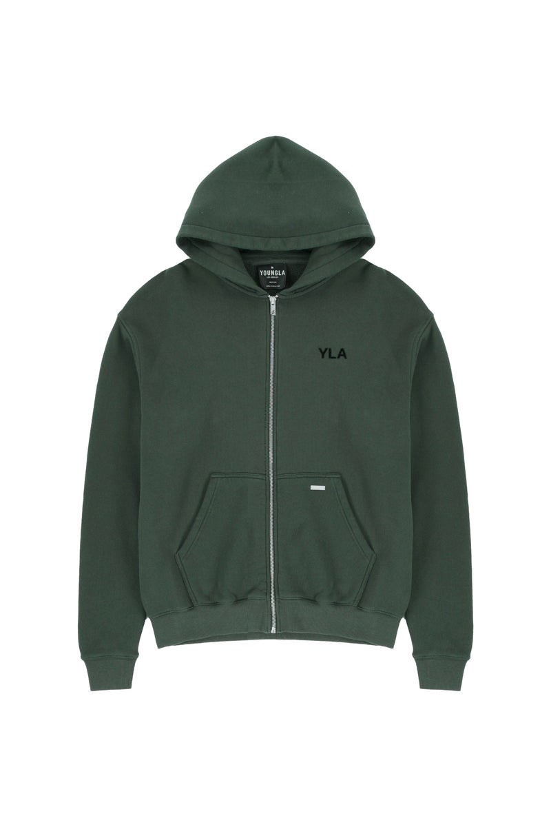 YoungLA 515 Monarch Zip-up Hoodie Grün Waschen | 57986-VZYX