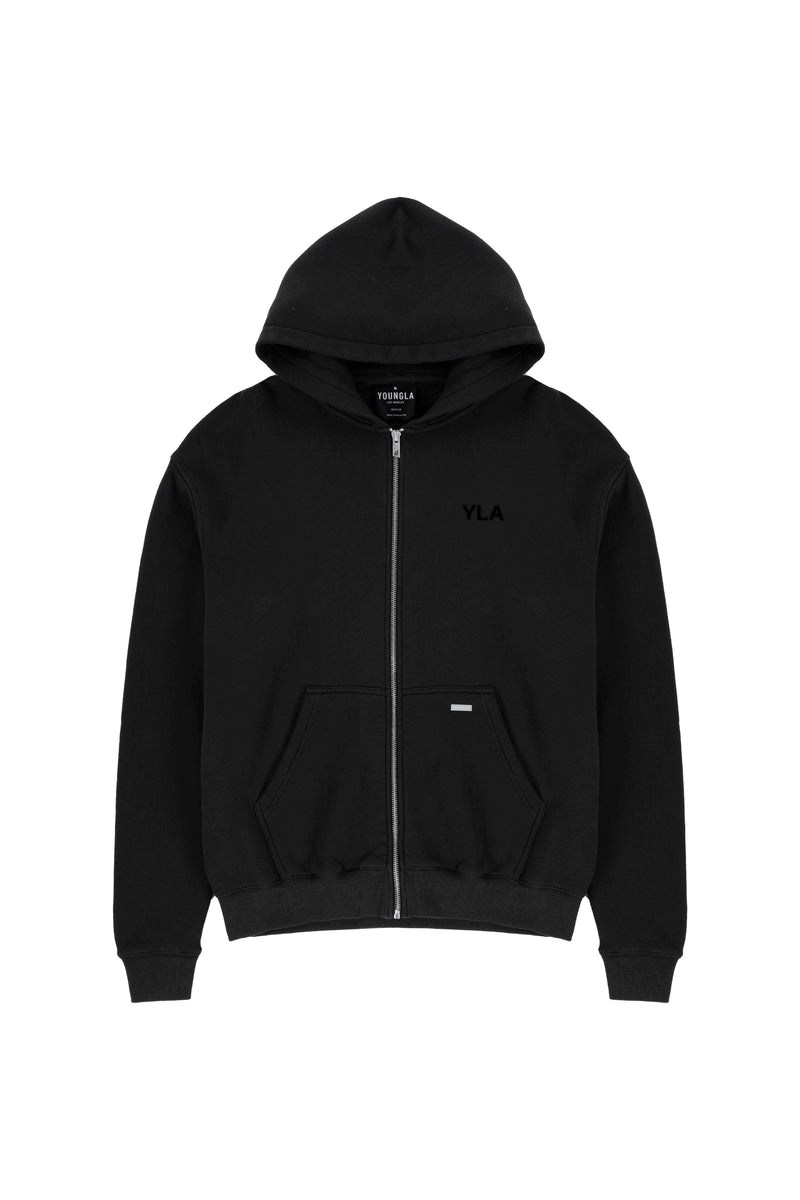 YoungLA 515 Monarch Zip-up Hoodie Schwarz Waschen | 29074-BAIF