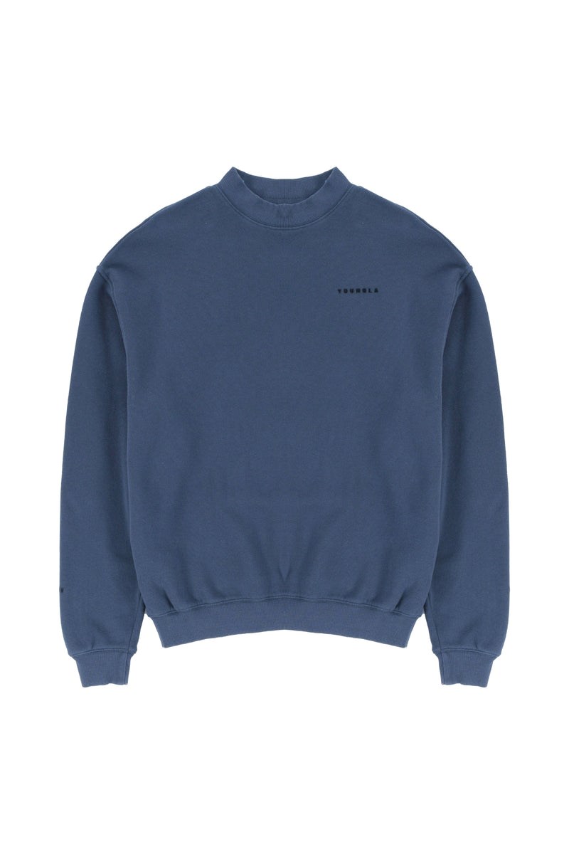 YoungLA 525 Monarch Mock-neck Pullover Navy Waschen | 06947-AFIZ