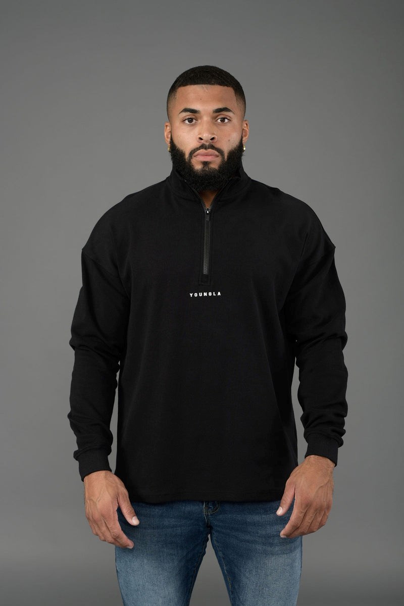 YoungLA 545 Cloud Quarter Zip Schwarz | 25479-OWPB