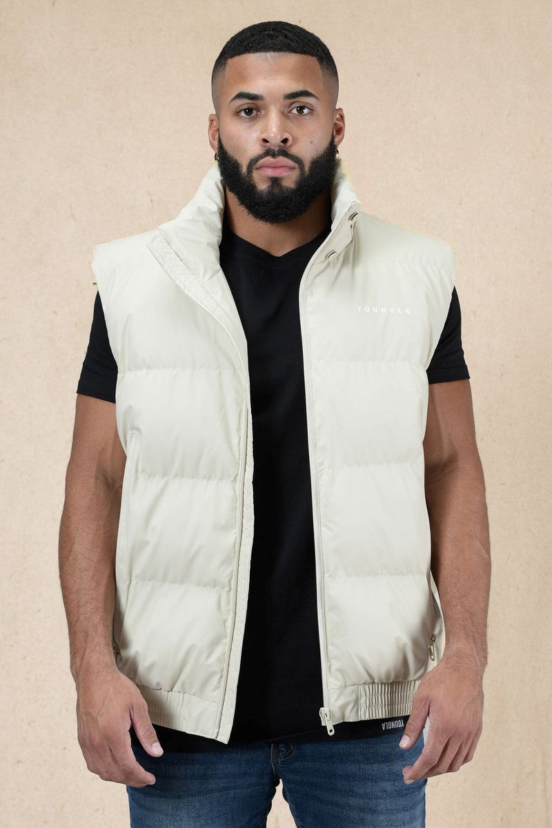 YoungLA 553 Brooklyn Puffer Vest Off-White | 65493-AIEC