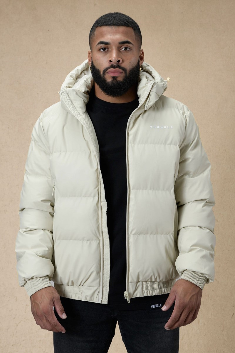 YoungLA 554 Brooklyn Puffer Jacket Off-White | 20893-DQEZ