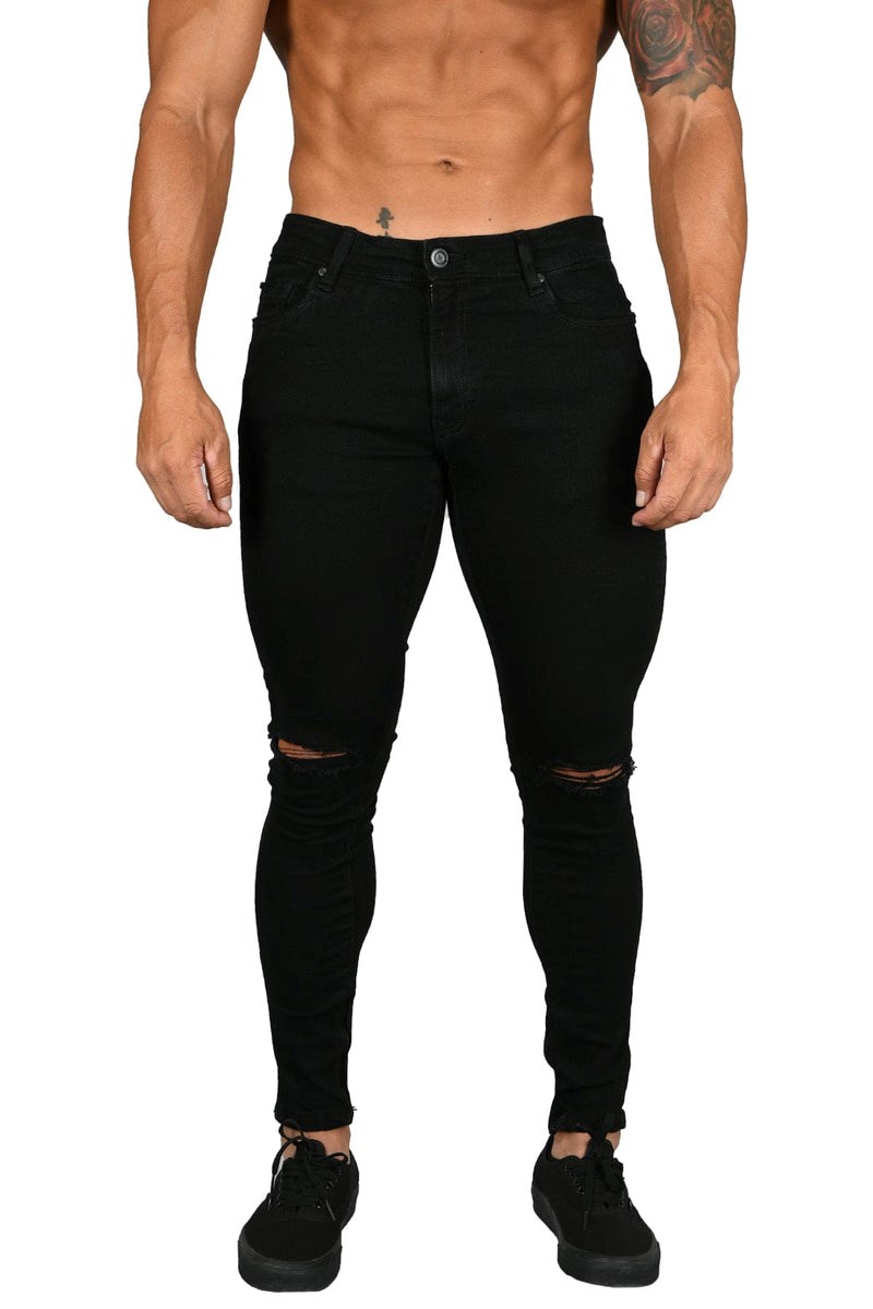 YoungLA 605 DISTRESSED DENIM JEANS Schwarz | 98024-DJWO