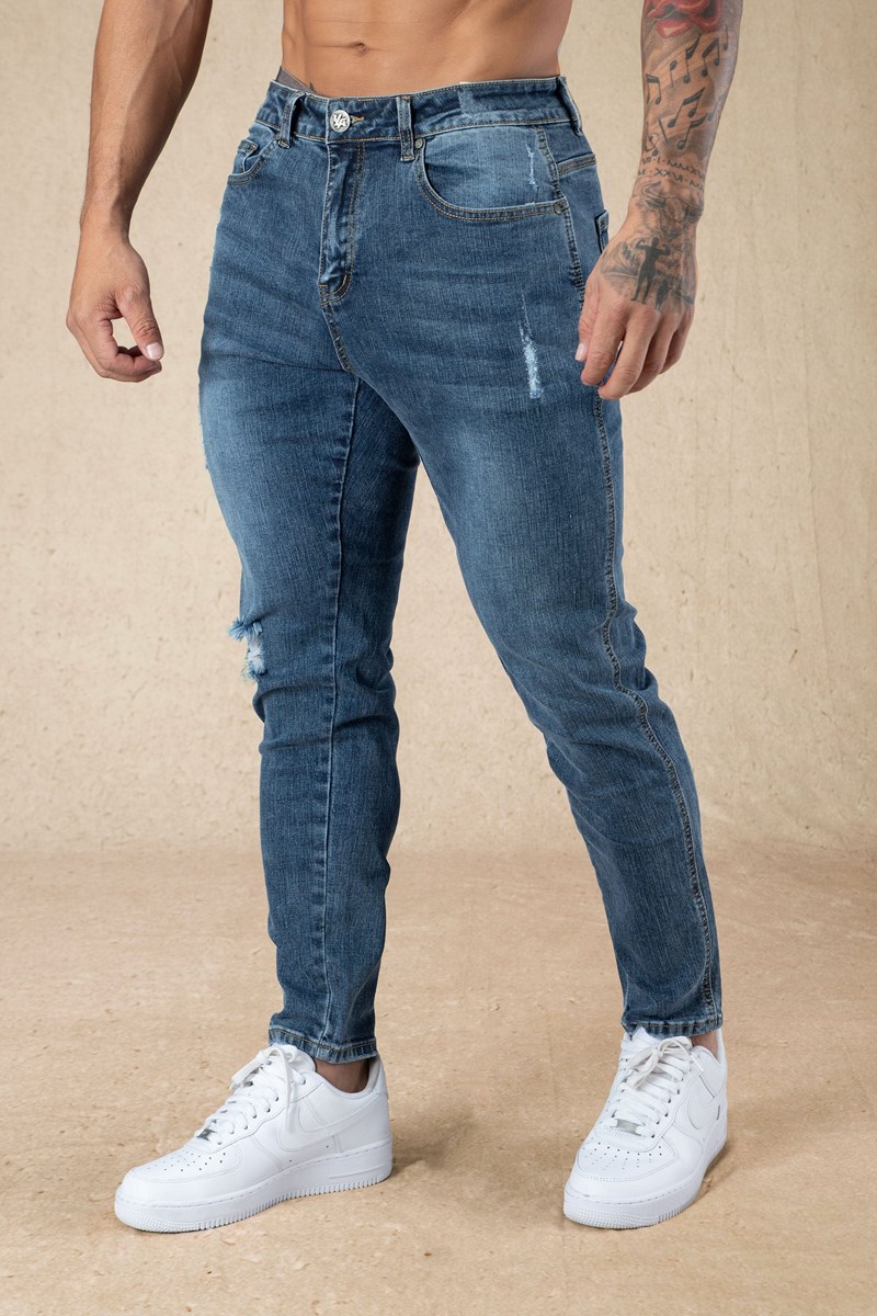 YoungLA 607 Tailored Slim Fit Jeans Blau Waschen | 51237-JBLR