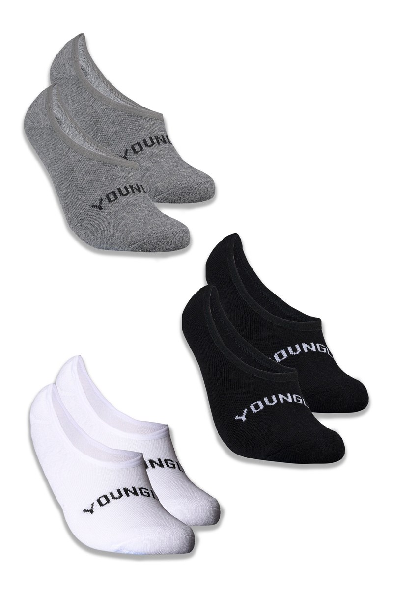 YoungLA 711 No Show Socks 3-Pack Mehrfarbig | 63950-RDLG