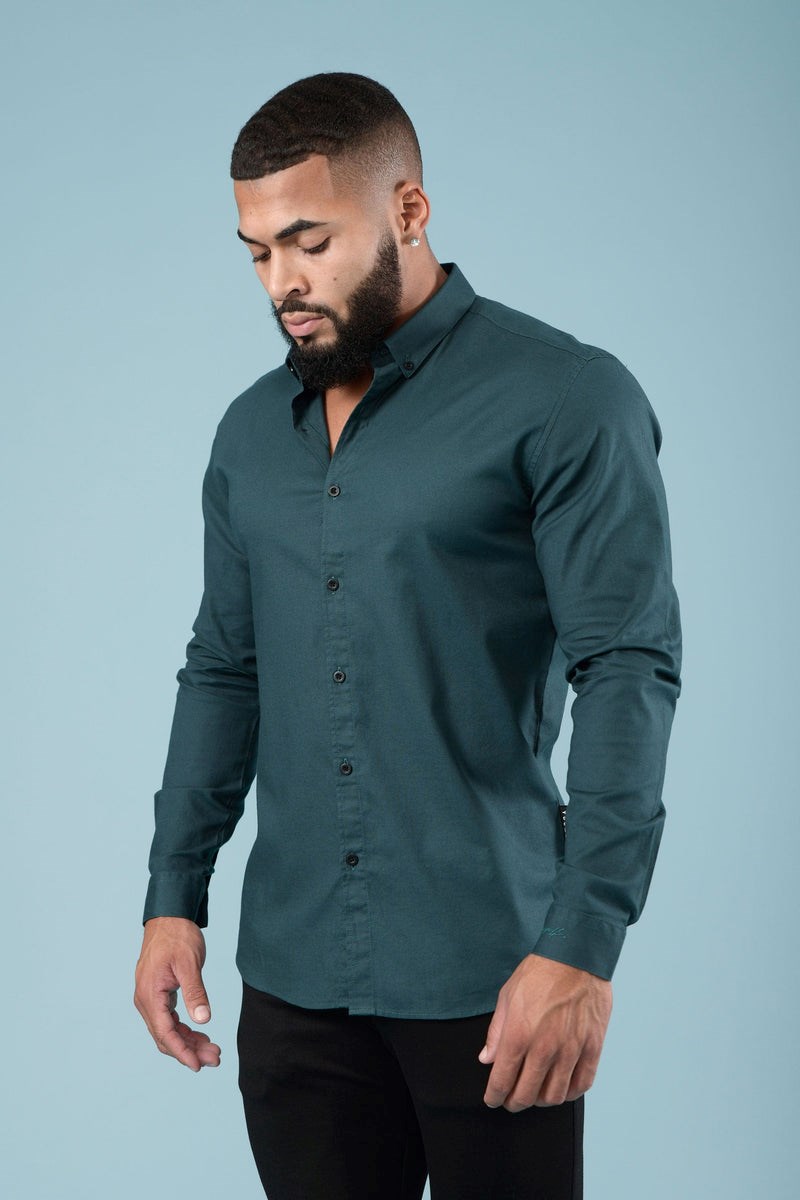 YoungLA 802 Wallstreet Kleider Shirts Teal | 71849-IBRN