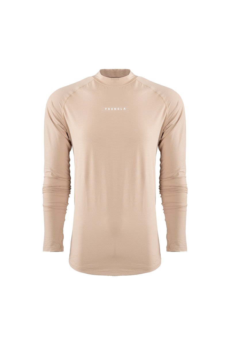 YoungLA 808 High Neck Compression Shirt Beige | 16074-ZYKB