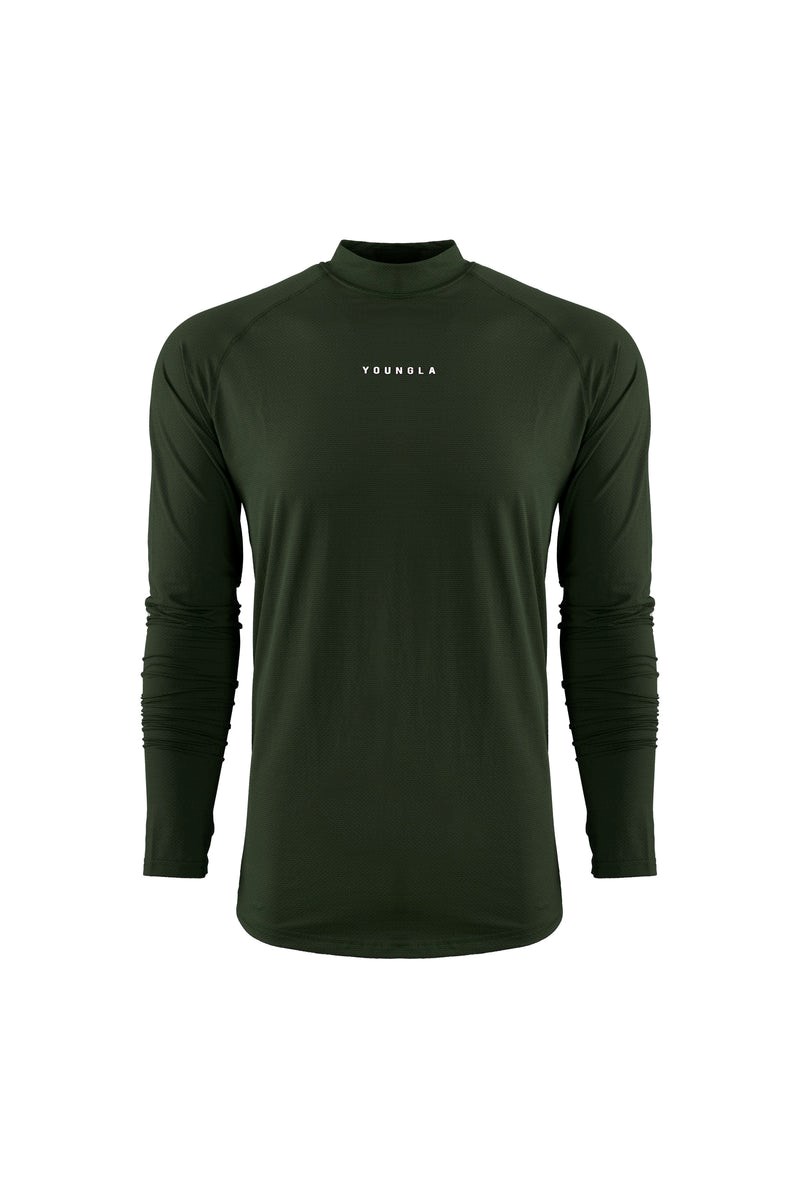 YoungLA 808 High Neck Compression Shirt Olivgrün | 35108-FBEK