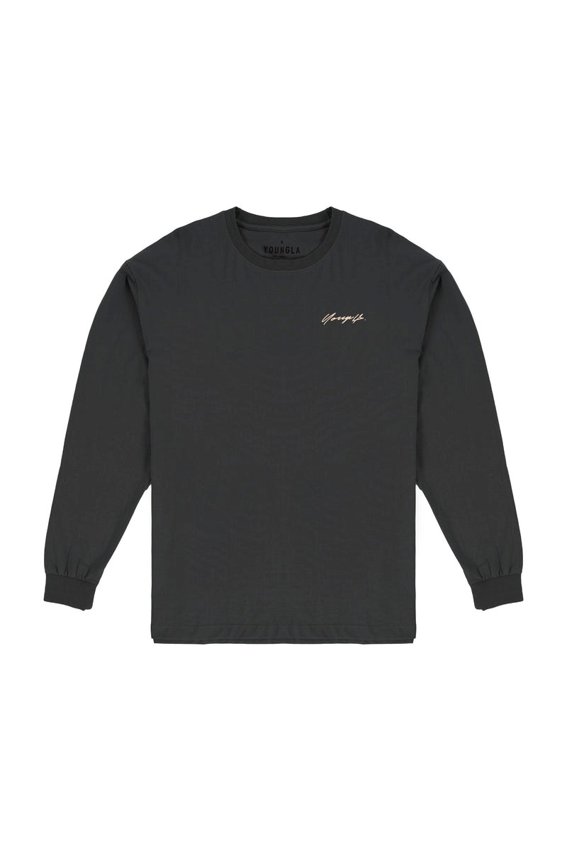 YoungLA 812 Signature Long Sleeves Schwarz Waschen | 69740-IOXK