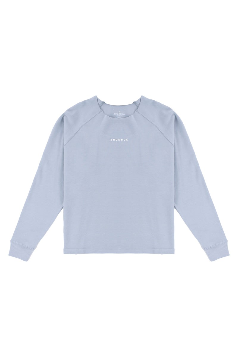 YoungLA 815 Raw Neck Cloud Longsleeves Blau | 75481-QVKI