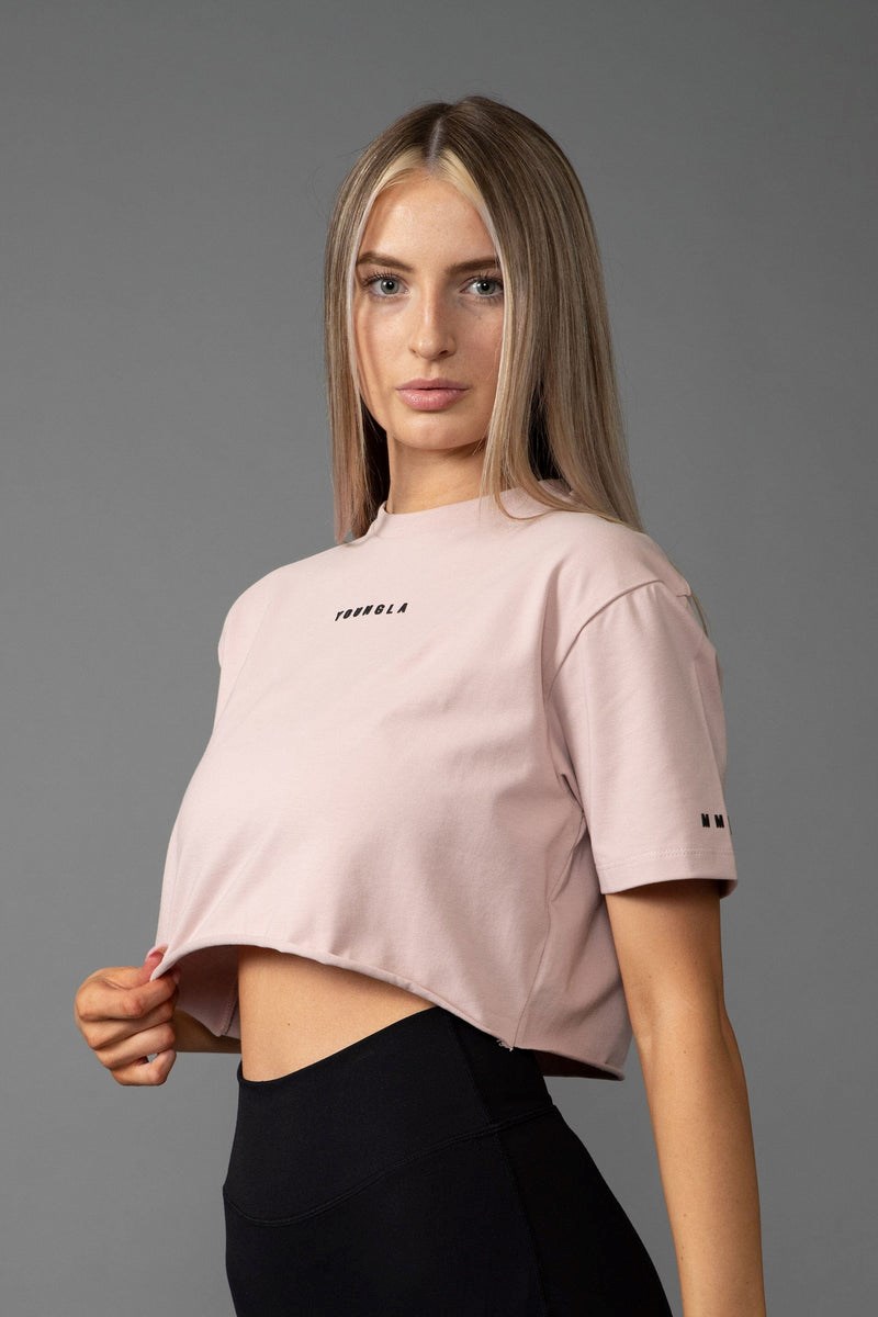 YoungLA W403 Established Cropped T-shirt Rosa | 78319-KVFQ