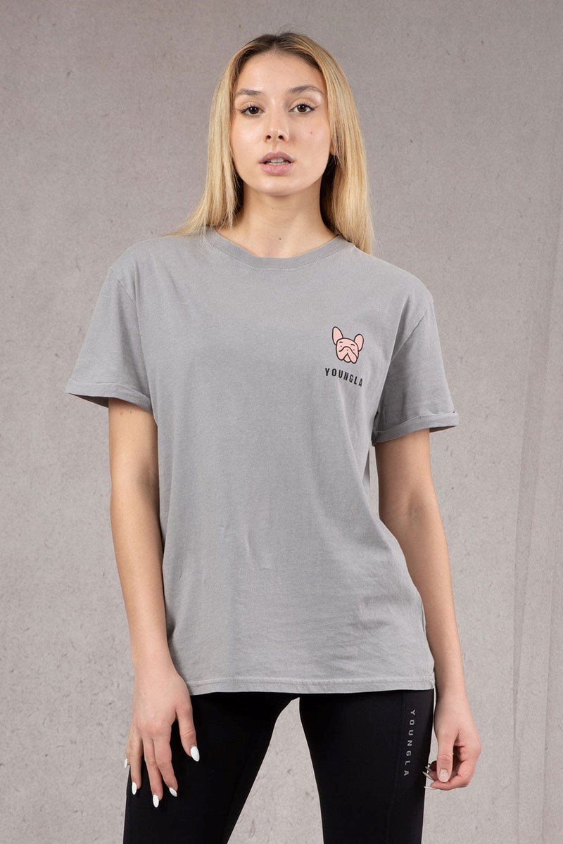 YoungLA W417 Iggy Oversized Tee Hellgrau Waschen | 49136-ORJU