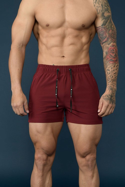 YoungLA 101 Bodybuilding Kurzes Shorts Bordeaux | 38071-KFSD