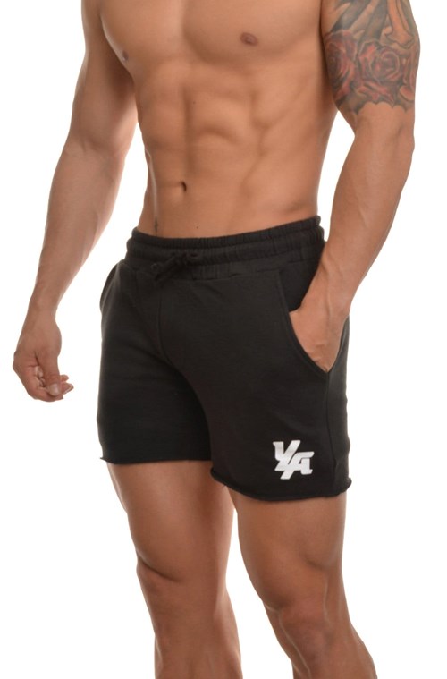 YoungLA 102 Bodybuilding French Terry Shorts Schwarz | 46397-BSUI