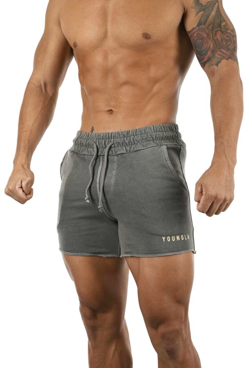 YoungLA 103 Shorts Pigment Washed Grau Waschen | 10286-IHRP