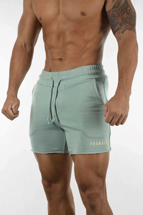 YoungLA 103 Shorts Pigment Washed Mintfarben Waschen | 08371-QKJR