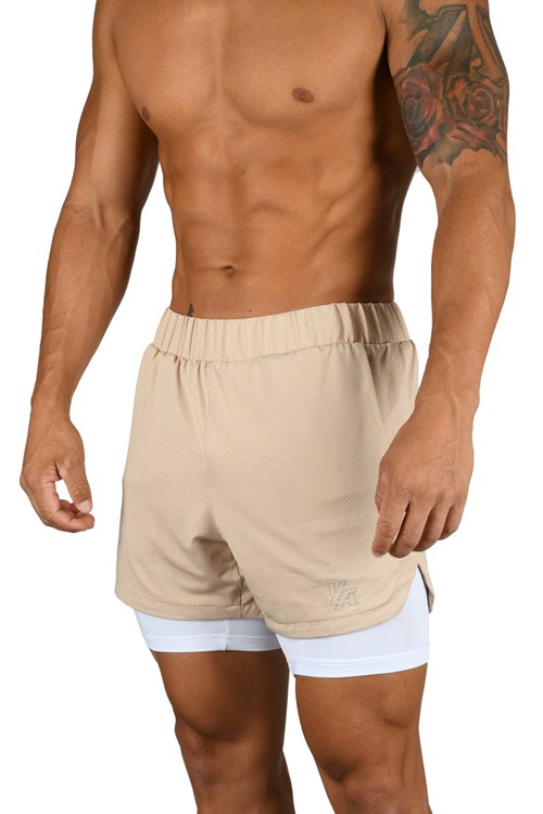 YoungLA 105 Compression Shorts 2.0 Beige/White | 35678-ILTK