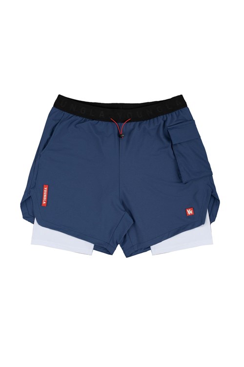 YoungLA 121 Performance Line Compression Shorts Navy | 16204-CLIF