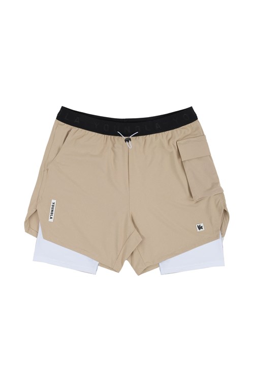 YoungLA 121 Performance Line Compression Shorts Beige | 21305-QTGB