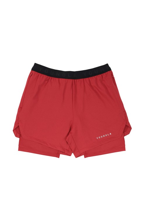 YoungLA 129 Trilogy Compression Shorts Dunkelrot | 35074-QPZC