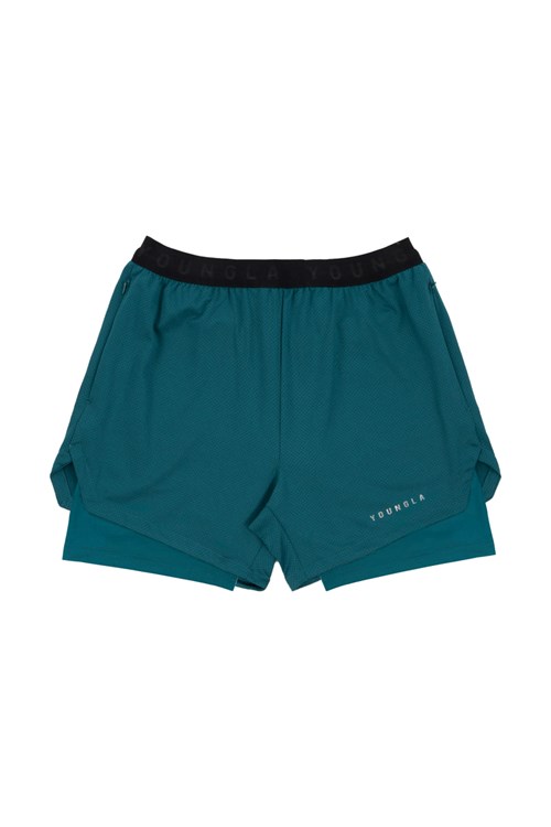 YoungLA 129 Trilogy Compression Shorts Teal | 42159-FDUV